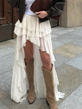 LIZAKOSHT - Casual Irregular Skirt For Women Solid High Waist Loose Pleats See-Through Fashion Y2k Skirts Outfit Female Skirts