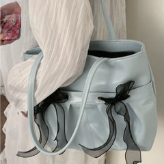 LIZAKOSHT - Luxury Design Chic Fairy Bow Shoulder Handbags Women Sweet Y2k Aesthetic Ins Underarm Bag Fashion Office Lady Elegant Tote Bags