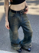 LIZAKOSHT  -  Fashion Bow Design Micro Flared Jeans Oversized Retro Streetwear Casual High Waist Washed Straight Leg Loose Wide Leg Pants