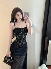 LIZAKOSHT - Women's Pure Desire Wind Red Lace Waist Dress Dress
