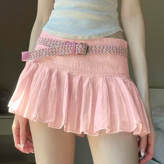 LIZAKOSHT - Skirt Korean Style Sweet Girl Style Woven Shredded Pleated Salt Style Age-Reducing Anti-Exposure Casual Pleated Skirt