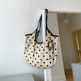 LIZAKOSHT - Fashion Wave Dot Shoulder Bag Versatile Large Capacity Commuter Tote Bags Casual Cotton Handbag