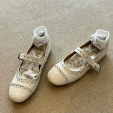 LIZAKOSHT - French Vintage Riveted Mary Jane Women'S Shoes Light Cut One Line Buckle Single Shoe Everything Flat Ballet Shoes