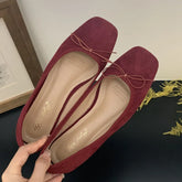 LIZAKOSHT - New Brand Women Flat Shoes Fashion Round Toe Shallow Slip On Ladies Ballerinas Shoes Casual Square Low Heel Ballet Shoes New