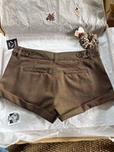 LIZAKOSHT - Vintage Brown Plaid Straight Shorts Summer Low Waist Cotton Casual Short Pants Female Sweet All-match Preppy Style Sweatshort