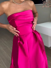 LIZAKOSHT - Sleeveless Chic Simple Fashion Maxi Dress, Women Summer Strapless Elegant Solid Party Dress, New Backless Patchwork Ladies Dress