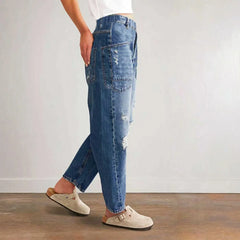 LIZAKOSHT - Jeans For Woman Y2k Jeans Distressed Wide Leg Trousers With Curved Hem Casual Loose Fit Comfort Stretch Denim Trendy