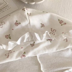 LIZAKOSHT - Sweet Hoodies Women Autumn Winter Cute Rose Bows Print Loose Cotton and Fleece Sweatshirts for Girls Harajuku Kawaii Clothes