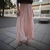 LIZAKOSHT - European and American Spring New Solid Color Patchwork Full Swing Gentle Fairy Midi Skirt