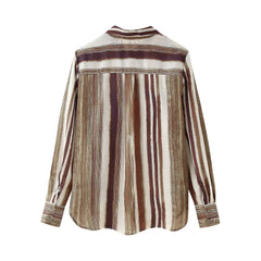 LIZAKOSHT  -  Women's Stripe Shirts & Blouses 2025 Spring Long Sleeve Tops Fashion Casual Shirts Button up Blouses Woman Top