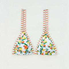 LIZAKOSHT - Sexy Orange Print Micro Bikini Women Double Strap Push Up Bra Hollow Out Thong Swimsuit Beach Bathing Suit Holiday Swimwear