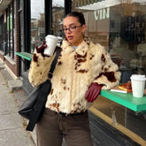 LIZAKOSHT  -  Faux Fur Women Coat 2025 Lapel Zipper Long Sleeve Female Coats Vintage Autumn Winter Pocket Thicken Lady High Street Warm Jacket