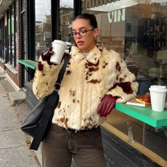 LIZAKOSHT  -  Faux Fur Women Coat 2025 Lapel Zipper Long Sleeve Female Coats Vintage Autumn Winter Pocket Thicken Lady High Street Warm Jacket