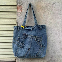 LIZAKOSHT - Fashion Washed Denim Women Handbag Large Capacity Casual Commute Big Tote Cowboy Female Shoulder Bags Blue Bolsos