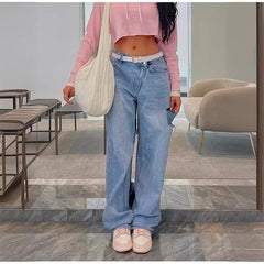 LIZAKOSHT - Women's Ripped Jeans Nine-point Loose Slimming Spring, Summer And Autumn Low-waist Dad Pants Harem Pants Trendy