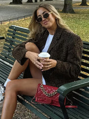 LIZAKOSHT  -  Leopard Turn-down Collar Coats Women Single-Breasted Long Sleeved Jackets For Woman Autumn Winter Office Vintage Outwears