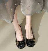 LIZAKOSHT - Shoes for Woman 2024 Square Heels Women's Summer Footwear Loafers Normal Leather Casual Round Toe Red A Elegant Dress Trend Chic