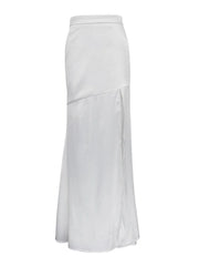 LIZAKOSHT - Fashion High Split Patchwork Long Skirt Women Slim Elegant High Waist Casual Clothes White Long Skirt Ladies Gown Summer