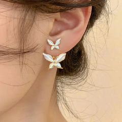 Lizakosht Front And Back Fashion White Flower Butterfly Earrings For Women Spring Summer New Jewelry Earings Wholesale