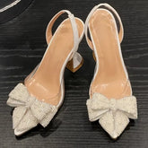 LIZAKOSHT  -  Fashion Butterfly-knot String Bead Women Sandals PVC Transparent High Heels Summer Pointed Toe Pumps Dress Shoe Zapatos De Mujer