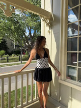 LIZAKOSHT - Women Polka Dot Patchwork Swimsuit Dress Sexy Chic Sleeveless Off-shoulder Backless Mini Halter Dresses Lady Vacation Beach Gown