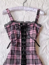 LIZAKOSHT - Japanese Dresses Slim Y2k Plaid Sexy Goth Punk Harajuku Vintage Lace Women's Dress Elegant Backless Emo Chic Skirt 90s Hot Girl