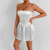 LIZAKOSHT - Women's Clothing New Spring Sweet Elegant Waist-cinching Skirt Ladylike Style Slim-fitting Satin Tube Top Bud Dress