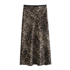 LIZAKOSHT - 2024 French Ladies High Street Fashion Leopard Print Midi Skirt Women Faldas Mujer Moda Skirts Womens XS-L