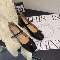 LIZAKOSHT - African Woman Shoe Beige High Heels Mary Jane Burgundy 12cm Lolita Spring Black Leather Latest Retro Autumn Janes Retro Wom