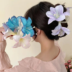 LIZAKOSHT - New Sweet Fairy Lily Flowers Hair Claw Beautiful Spring Large Crab Hair Clips Headdress for Woman Girls Beach Hair Accessories