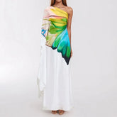 LIZAKOSHT  -  Elegant Women's Prom Banquet Long Dresses 2025 New Summer Fashion Flower Printed Loose Going Out Vacation Casual Robe