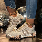 LIZAKOSHT - Breathable Casual Sporty Women's Single Shoes Spring Autumn Thick Bottom Leisure Sports Water Diamond Mesh Shoes Dad Sneakers