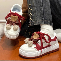 LIZAKOSHT - Cute Bear Womens Sneakers Original Versatile Niche Design Casual Shoes Cartoon Style Breathable Non Slip Shoes Ladies