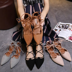 LIZAKOSHT - Europe Spring Summer Women Sandals Cross-strap Flat Shoes Woman Roman Sandals Lace-up Flat Shoes Plus Size Women's Shoes