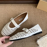 LIZAKOSHT  -  New Spring Women Flat Shoes Fashion Hollow Round Toe Ladies Elegant Loafer Shoes Soft Flat Heel Outdoor Boat Shoes New Woman