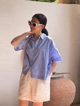 LIZAKOSHT  -  SuperAen Summer New Vintage Stripes Contrasting Colors Loose Shirts for Women Turn-down Collar Fashion Casual Short Thin Shirts