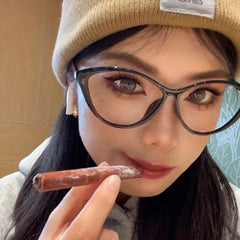 LIZAKOSHT - Y2K Cat Eye Glasses Women Men Transparent Black Triangle Frame Eyeglasses Vintage Sunglasses Anti-blue Light Reading Eyewears