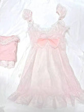 LIZAKOSHT - Summer Sweet New Pink Bow Dress Suit Women's Fashion Kawaii Cute Lace Overclothes France Designer Slim A-line Sling Dresses