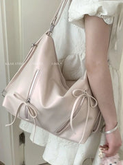 LIZAKOSHT - Sweet Girl Zipper Bow Fashion Tote Backpack Casual Big Capacity Schoolbag Student Leisure Travel Backpack