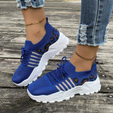 LIZAKOSHT - Women Casual Shoes Breathable Walking Mesh Flat Shoes Platform Sneakers Women Vulcanized Shoes Leopard Female Footwear Summer