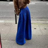 LIZAKOSHT - Stylish Street American Double Pocket Blue Trousers Women's Loose Straight Wide Leg Pants