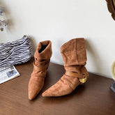 LIZAKOSHT  -  Autumn Fashion Low Heel Ankle Boot Women Slip On Pointed Toe Shoes Mordern Short Booties Zapatos De Mujer