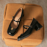 LIZAKOSHT - Patent Leather Ballet Flats Square Toe Female Shoes Loafers With Fur Soft Casual Sneaker Autumn Women's Heels Modis Dress Slip-o