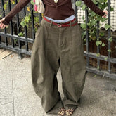 LIZAKOSHT - American High Street Washed Distressed Street Baggy Jeans Woman Y2K Retro Hot Girls Loose Casual High Waisted Wide Leg Jeans
