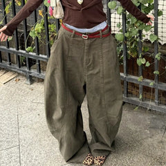 LIZAKOSHT - American High Street Washed Distressed Street Baggy Jeans Woman Y2K Retro Hot Girls Loose Casual High Waisted Wide Leg Jeans