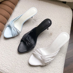 LIZAKOSHT - Sexy Thin High Heels Open Toe Women Slippers Summer Designer Narrow Band Coiling Party Dress Slide Shoes