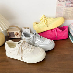 LIZAKOSHT - Fashion Casual Platform Canvas Shoes for Women Summer Autumn New Designer Solid Color Sneakers Female Solid Color Luxury Shoe