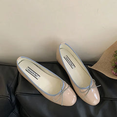 LIZAKOSHT - Fashion Round Toe Flats Ballet Shoes Wedges Low Heels Design Shallow Ballerina 2025 Spring Loafers Soft Moccasin Bow Shoes Mujer
