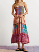 LIZAKOSHT - Vintage Women Summer Long Dress Bohemian Print Sleeveless Spaghetti Strap Beach Dress Female High Waist Vestidos
