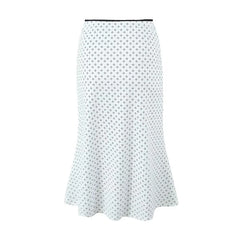 LIZAKOSHT - New 2024 Women Lace Trim Floral Print Fishtail Skirt Bow Elastic Waist Female Summer Midi Skirt Holiday